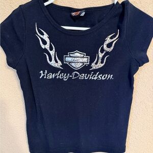 Harley-Davidson Black Tee with Silver Flame Logo